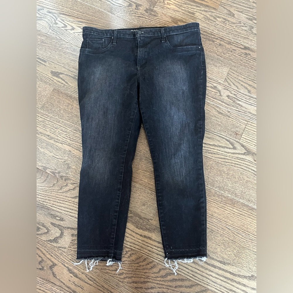 Mossimo Supply Co. Black Ankle Jeans with Frayed Hem